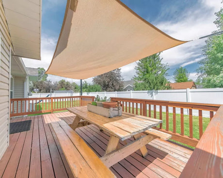 brown sun shade sail in patio