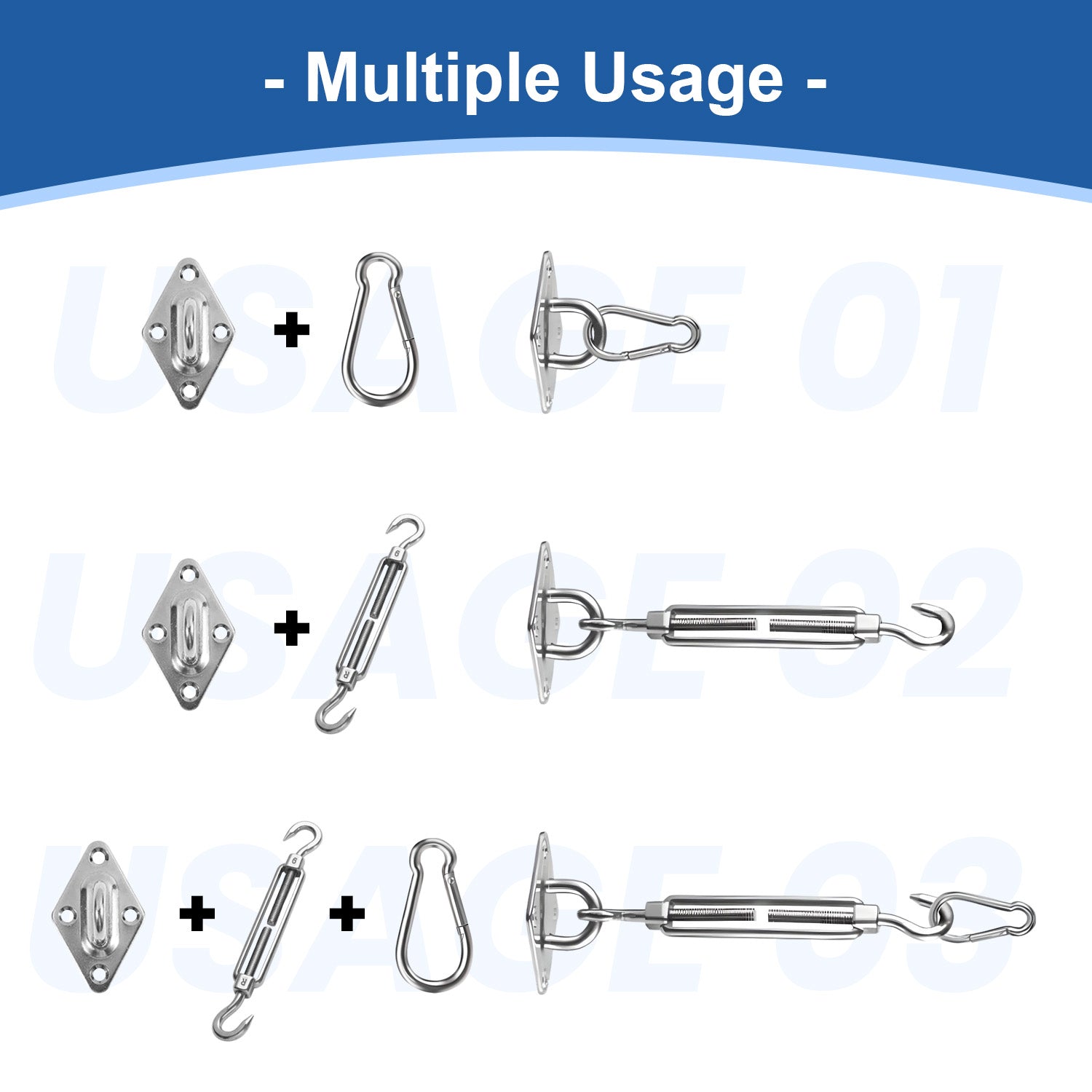 LOVE STORY Hardware Kit 316 Stainless Steel for Triangle Shade Sail