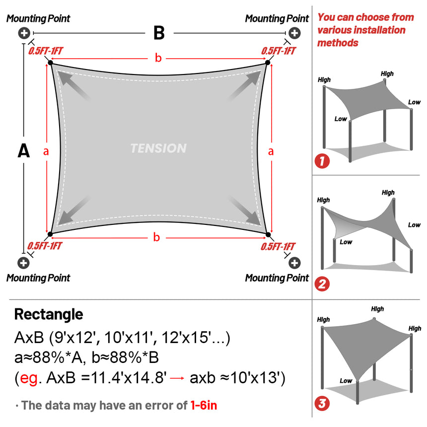 Permeable Rectangle Sun Shade Sail