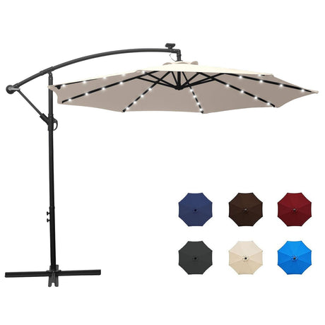 10FT Solar LED Cantilever Patio Umbrella