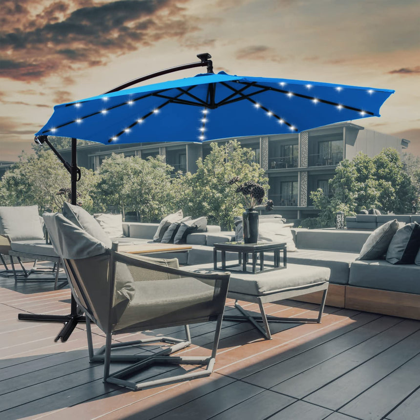 10FT Solar LED Cantilever Patio Umbrella
