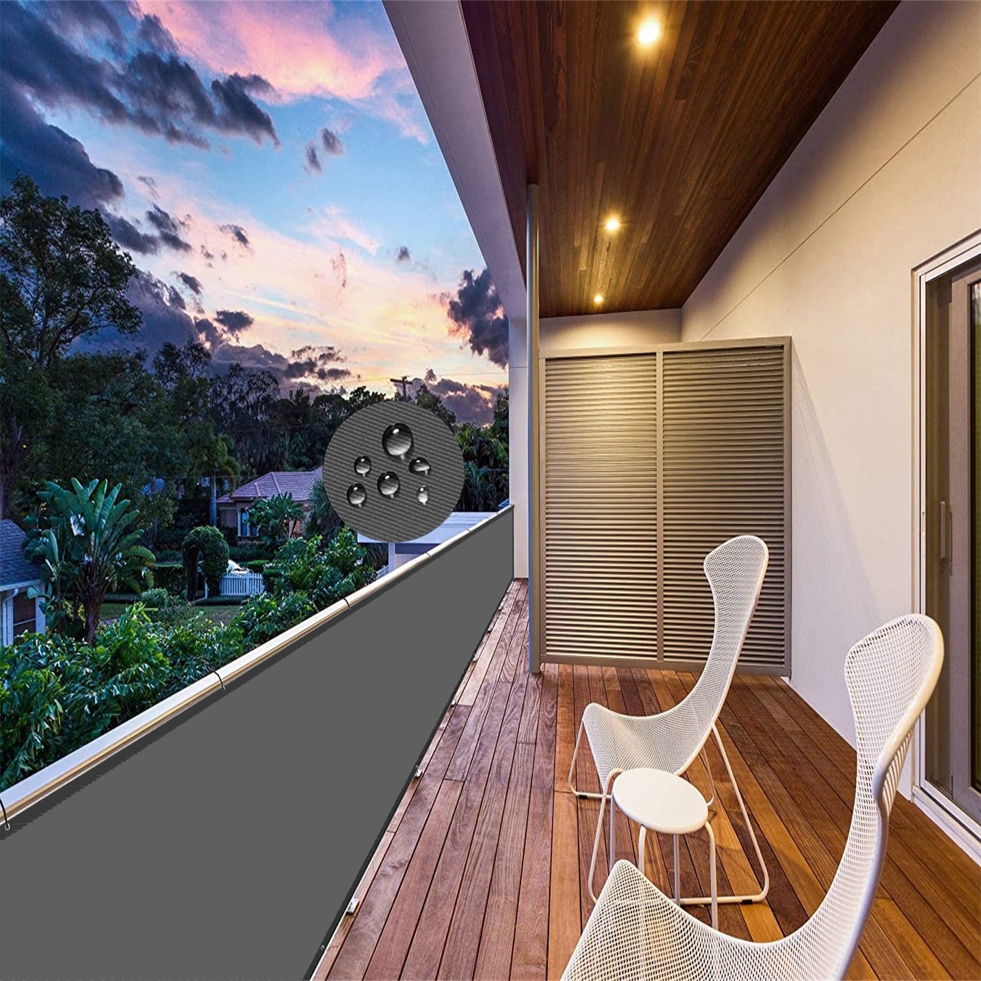 LOVE STORY Waterproof Balcony Privacy Screen Charcoal#color_3' x 10'